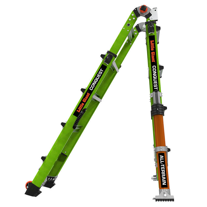 LITTLE GIANT LADDER | Conquest All-Terrain Fiberglass  Articulated Extendable Ladder, Type IA, 300lb Load Capacity, Model 17 | #17107-001