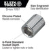 Klein Tools | 1/2-Inch Standard 6-Point Socket, 3/8-Inch Drive | #65702