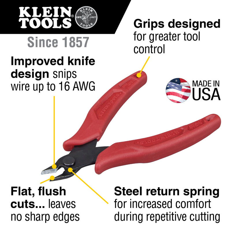 Klein Tools | Diagonal Cutting Pliers, Flush Cutter, Lightweight, 5-Inch | #D275-5