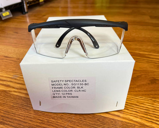 Box (12) of Black Safety Glasses - fits over prescription glasses | #SG1130-BC-BOX