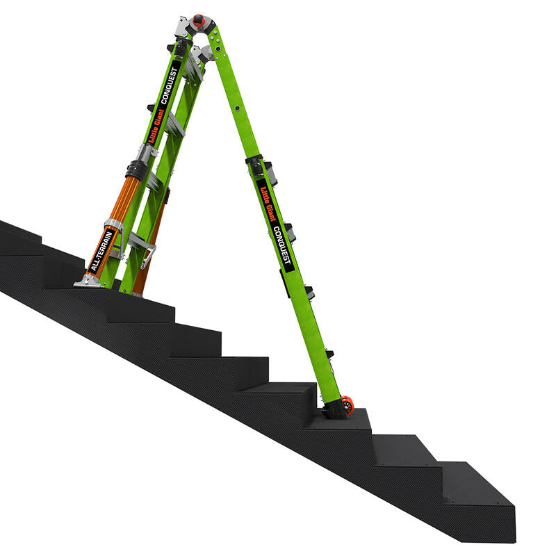 LITTLE GIANT LADDER | Conquest All-Terrain Fiberglass  Articulated Extendable Ladder, Type IA, 300lb Load Capacity, Model 17 | #17107-001