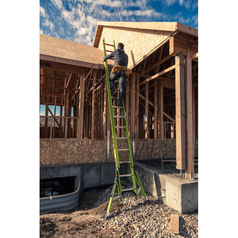LITTLE GIANT LADDER | Sumostance w/Hyperlite Technology 24' - ANSI Type IAA - 375 lb Rated, Fiberglass Extension Ladder with GROUND CUE and SURE-SET Feet | #17224
