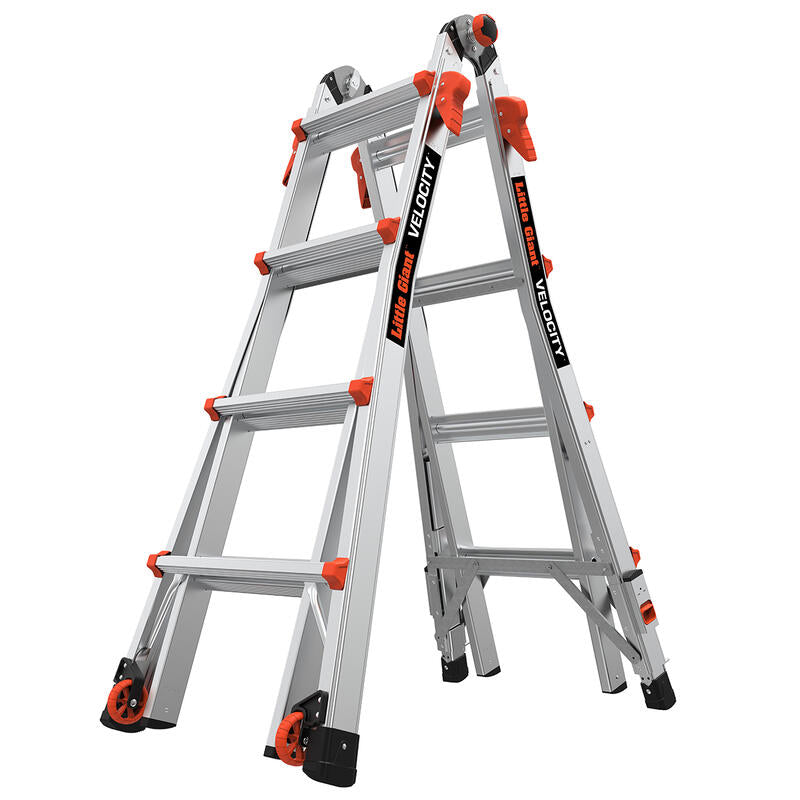 LITTLE GIANT LADDER | Aluminum Velocity Articulating Ladder with Leg Levelers, Type IA, 300lb Load Capacity, Model 17 | #15417-801