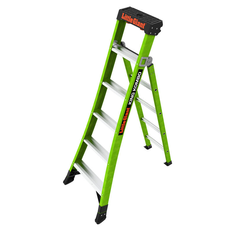 LITTLE GIANT LADDER | King Kombo Professional 6' Fiberglass  Ladder, Type IAA, 375lb Load Capacity | #13906-001