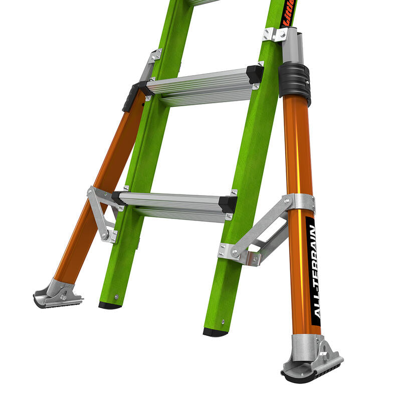 LITTLE GIANT LADDER | Conquest All-Terrain Fiberglass  Articulated Extendable Ladder, Type IA, 300lb Load Capacity, Model 17 | #17107-001
