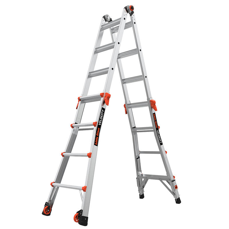 LITTLE GIANT LADDER | Aluminum Velocity Articulating Ladder with Leg Levelers, Type IA, 300lb Load Capacity, Model 17 | #15417-801