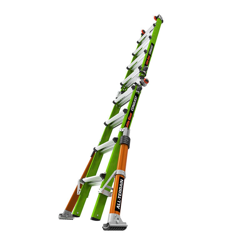 LITTLE GIANT LADDER | Conquest All-Terrain Fiberglass  Articulated Extendable Ladder, Type IA, 300lb Load Capacity, Model 17 | #17107-001