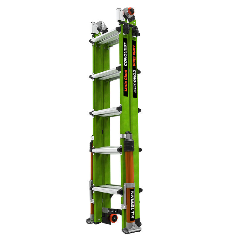LITTLE GIANT LADDER | Conquest All-Terrain Fiberglass  Articulated Extendable Ladder, Type IA, 300lb Load Capacity, Model 22 | #17102-001
