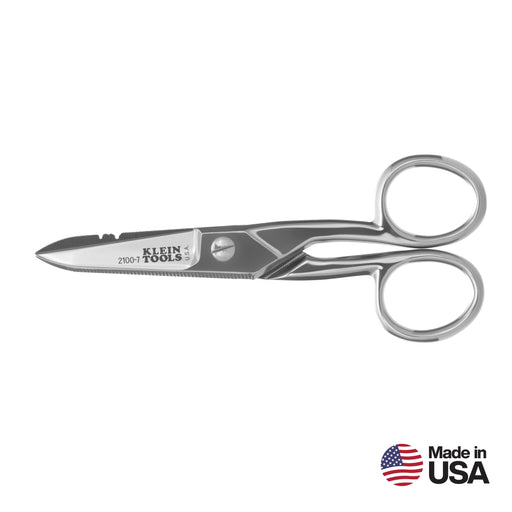 KLEIN TOOLS | Electrician's Scissors, Nickel Plated | #2100-7