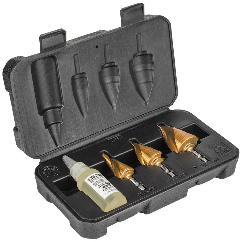 KLEIN TOOLS | Step Bit Kit, Spiral Double-Fluted, VACO, 3-Piece | #25951