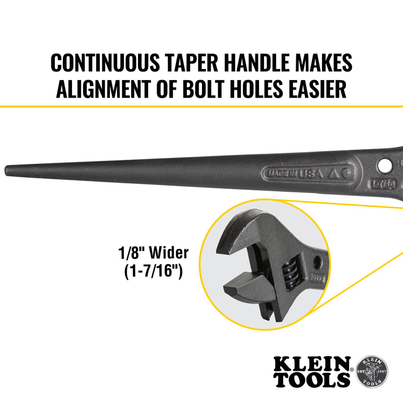 Klein Tools | Adjustable Spud Wrench, 10-Inch, 1-7/16-Inch, Tether Hole | #3227