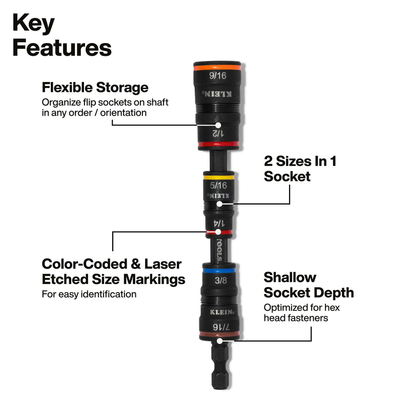 Klein Tools | 7-in-1 Impact Rated Flip Socket Set with Handle | #32910