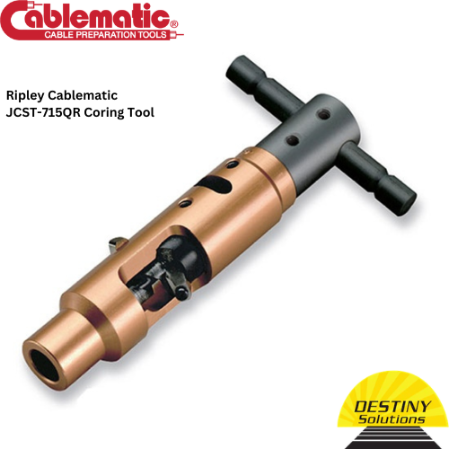 Ripley Cablematic #36525 | Model #JCST-715-QR | Coring & Strip Tool with Standard "T" Handle + Built-In 3/8" Drill Adapter | Cable Size 715 kcmil