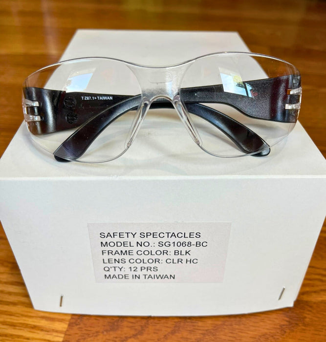 OSHA Compliant, Clear, Anti-Fog Safety Glasses (12 PK) | #SG1068-BC