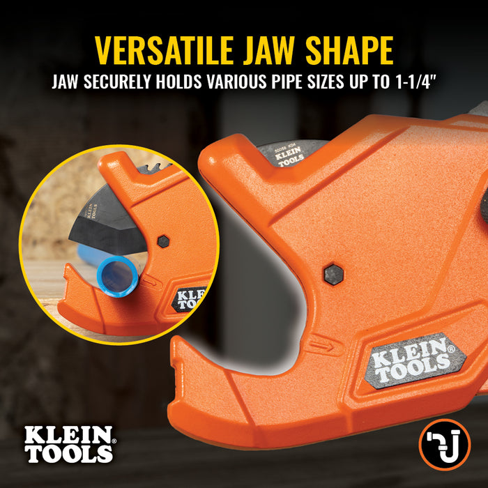 KLEIN TOOLS | 1-1/4-Inch Precision Ratcheting PVC Pipe Cutter | #50044