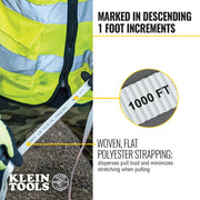 KLEIN TOOLS | Conduit Measuring Pull Tape, 2500-Pound x 3000-Foot | #50142