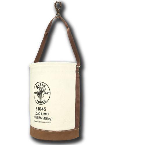 KLEIN TOOLS | Canvas Bucket, Leather Bottom, Swivel Snap, 12-Inch | #5104S
