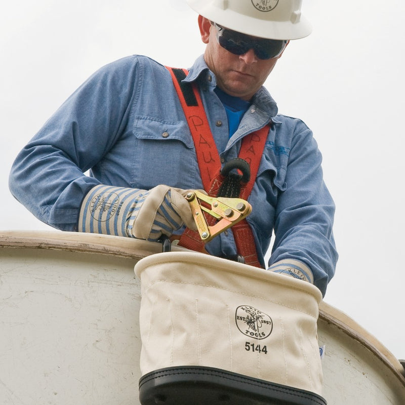 KLEIN TOOLS | 15-Pocket Oval, Aerial Canvas Bucket w/Hooks | #5144