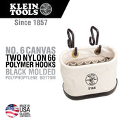 KLEIN TOOLS | 15-Pocket Oval, Aerial Canvas Bucket w/Hooks | #5144