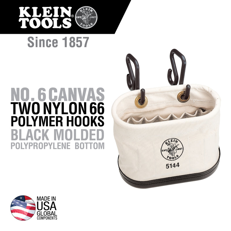 KLEIN TOOLS | 15-Pocket Oval, Aerial Canvas Bucket w/Hooks | #5144