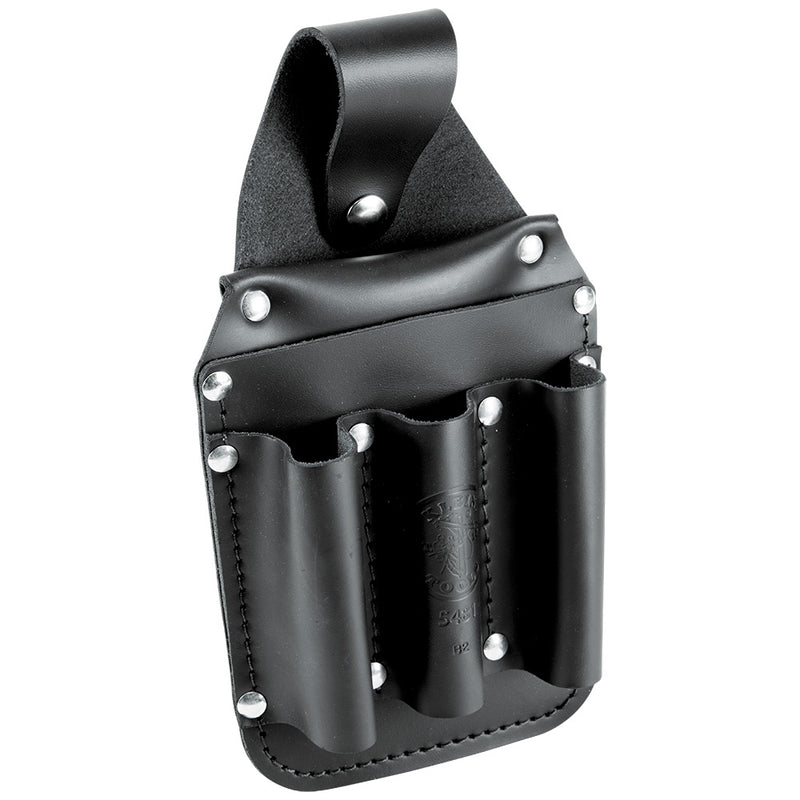 KLEIN TOOLS | Tool Pouch, Leather Pocket Tool Organizer, 6-Pockets, 5.75x2.5x10-Inch | #5481