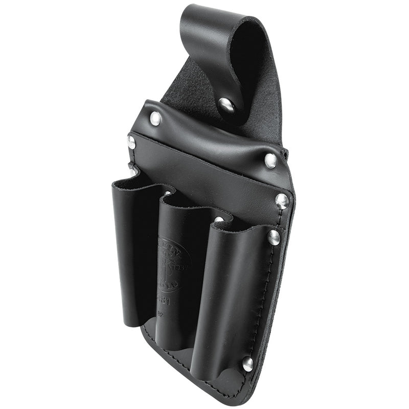 KLEIN TOOLS | Tool Pouch, Leather Pocket Tool Organizer, 6-Pockets, 5.75x2.5x10-Inch | #5481