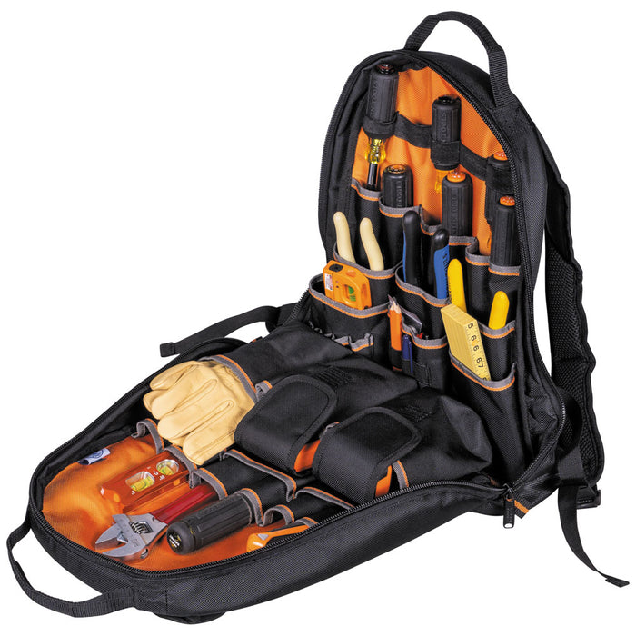 Klein Tools |  Tradesman Pro™ Tool Bag Backpack, 35 Pockets, Black, 17.5-Inch | #55475