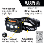 KLEIN TOOLS | Rechargeable Headlamp with Fabric Strap, 400 Lumens, All-Day Runtime | #56048