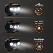 KLEIN TOOLS | Rechargeable Headlamp with Fabric Strap, 400 Lumens, All-Day Runtime | #56048