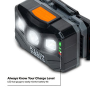 KLEIN TOOLS | Rechargeable Headlamp with Fabric Strap, 400 Lumens, All-Day Runtime | #56048