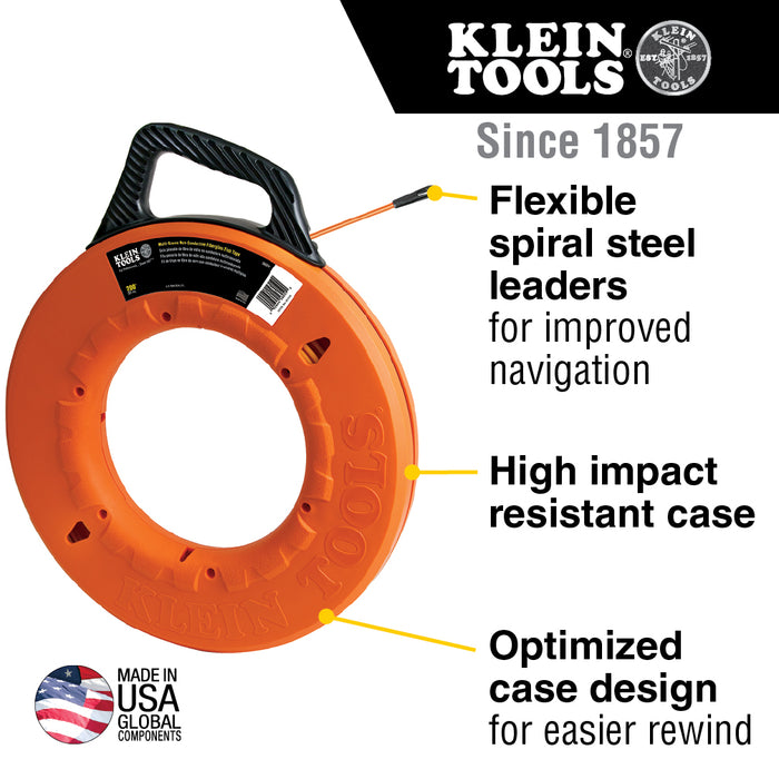 Klein Tools | Multi-Groove Fiberglass Fish Tape 200-Foot | #56059