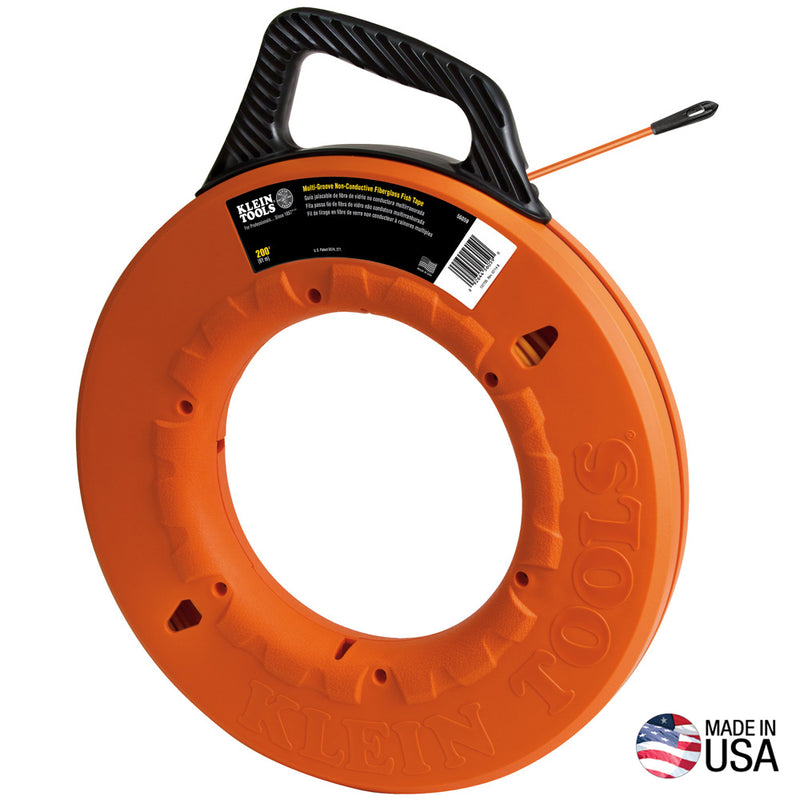 KLEIN TOOLS | Multi-Groove Fiberglass Fish Tape with Non-Conductive Leader, 200-Foot | #56059