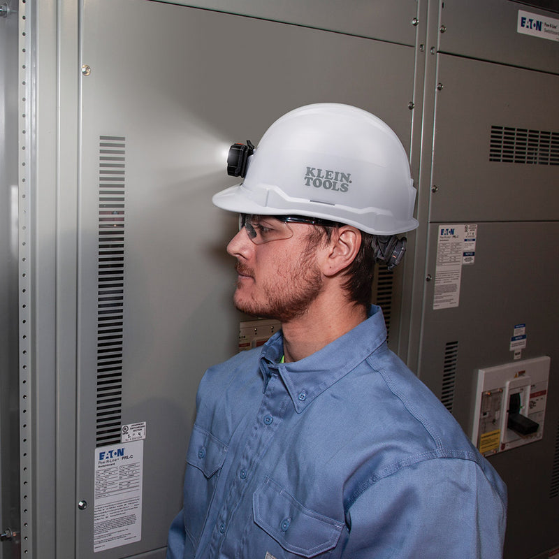 KLEIN TOOLS | Hard Hat, Non-Vented, Cap Style with Rechargeable Headlamp, White | #60107RL