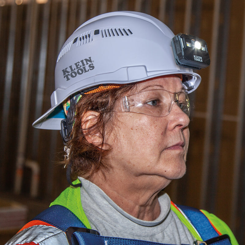 KLEIN TOOLS |  Hard Hat, Vented, Cap Style with Rechargeable Headlamp, White | #60113RL