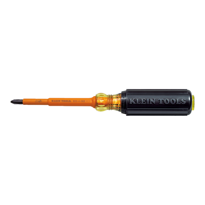 Klein Tools | Insulated Screwdriver, #2 Phillips, 4-Inch Round Shank | #603-4-INS