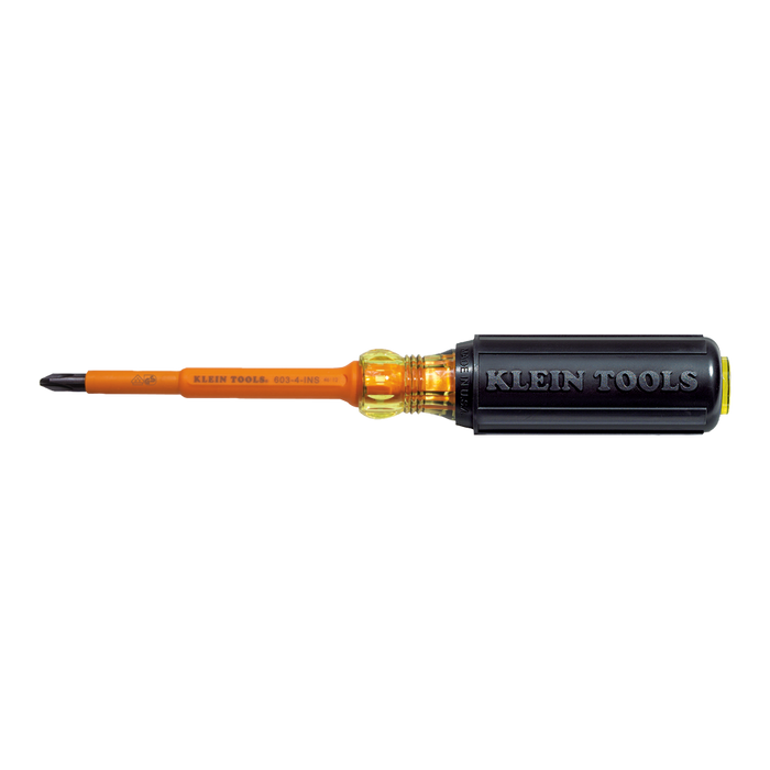 Klein Tools | Insulated Screwdriver, #2 Phillips, 4-Inch Round Shank | #603-4-INS