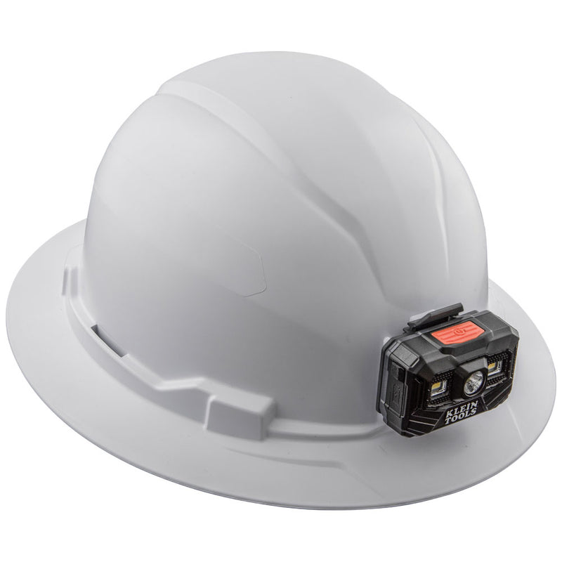 KLEIN TOOLS | Hard Hat, Non-Vented, Full Brim with Rechargeable Headlamp, White | #60406RL