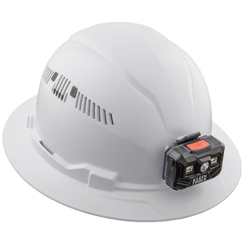 KLEIN TOOLS | Hard Hat, Vented, Full Brim with Rechargeable Headlamp, White | #60407RL