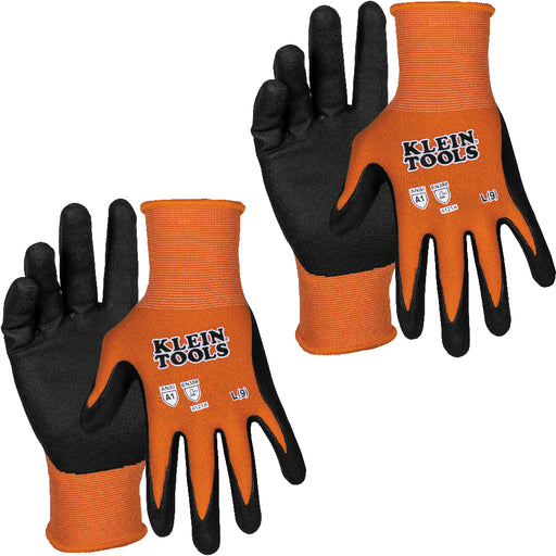 KLEIN TOOLS | Knit Dipped Gloves, Cut Level A1, Touchscreen, Large, 2-Pair | #60581