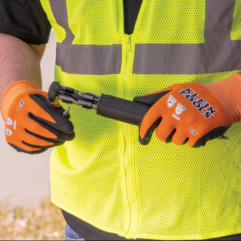 KLEIN TOOLS | Knit Dipped Gloves, Cut Level A1, Touchscreen, Large, 2-Pair | #60581