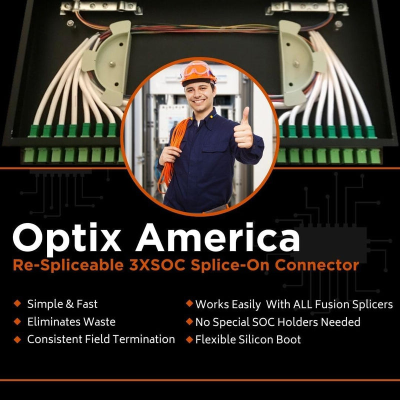 OPTIX | 3X SC 900um Single Mode UPC Splice-on Connector (Ten Pack) | #3XSOC-SCU-SM-09-10