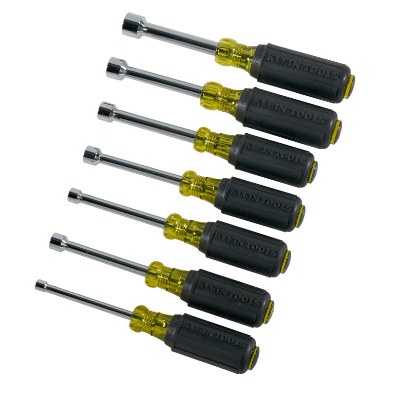 KLEIN TOOLS | Nut Driver Set, 3-Inch Shafts, Cushion-Grip™, 7-Piece | #631