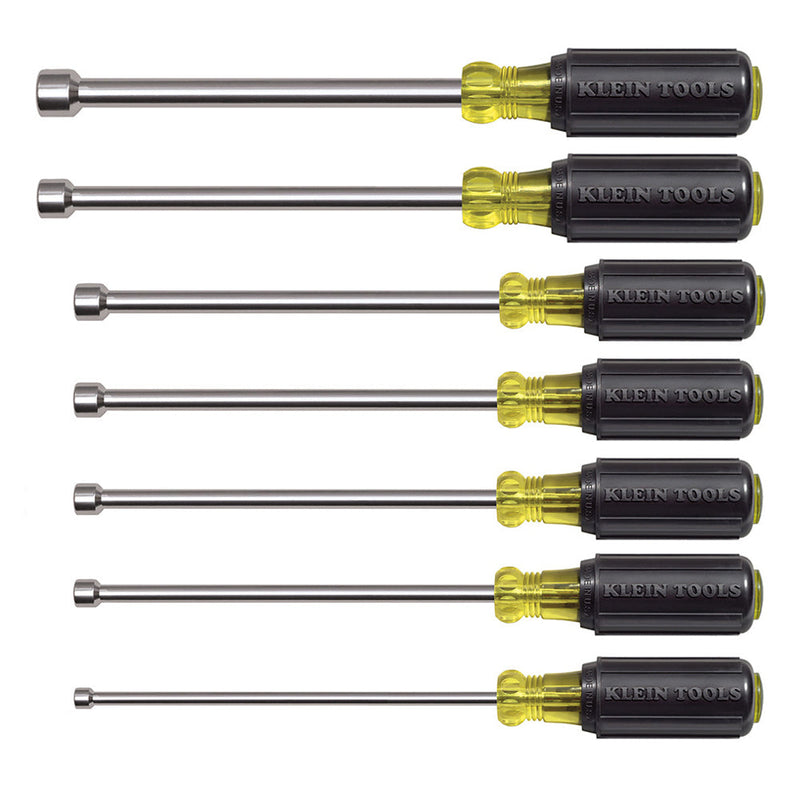 KLEIN TOOLS | Nut Driver Set, Magnetic Nut Drivers, 6-Inch Shafts, 7-Piece | #647M
