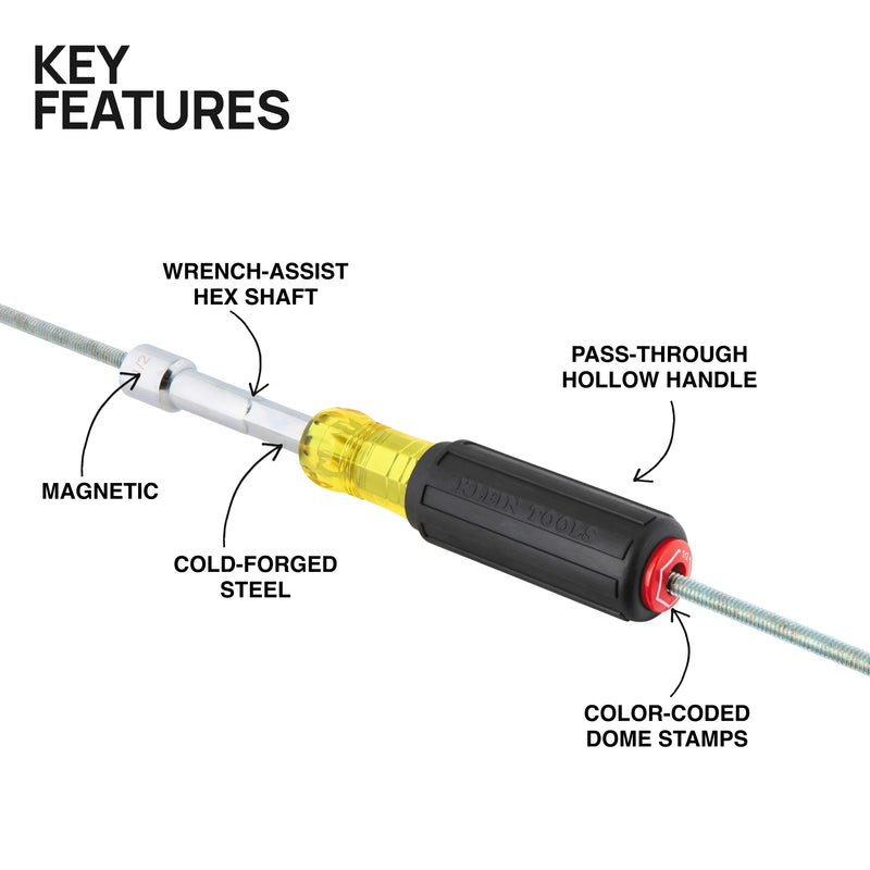 KLEIN TOOLS | Color-Coded Hollow-Shaft Heavy-Duty Nut Driver, 1/2-Inch | #65412