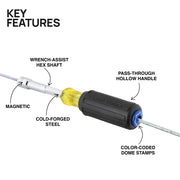 KLEIN TOOLS | Color-Coded Magnetic Hollow-Shaft Heavy-Duty Nut Driver, 3/8-Inch | #65438MAG