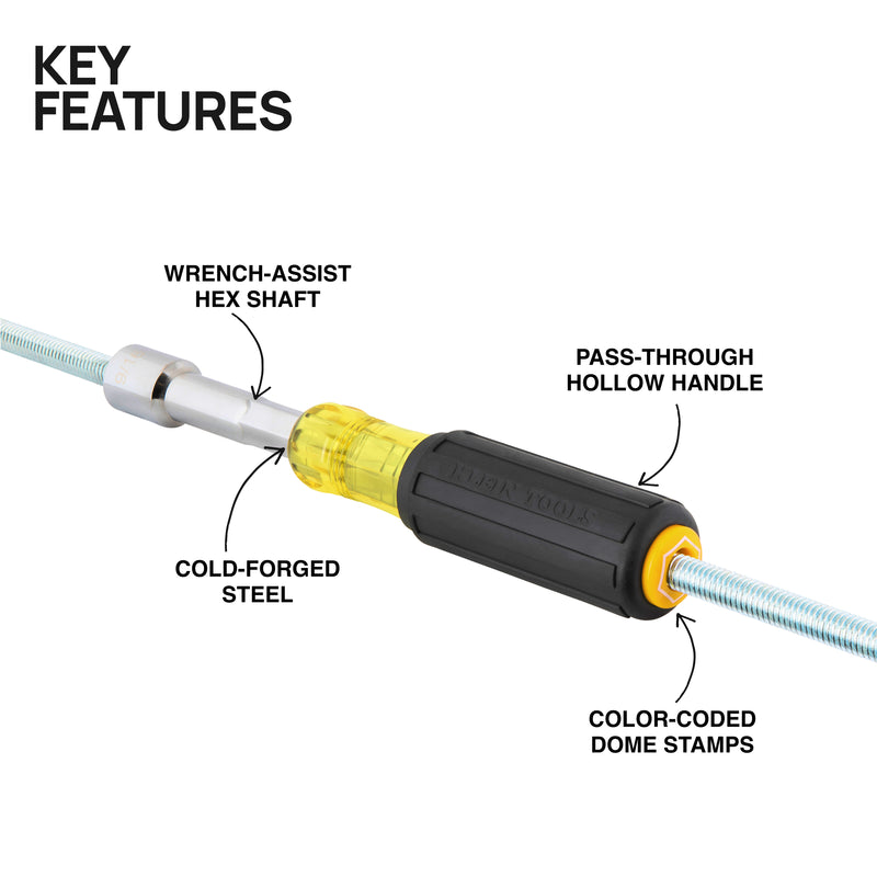 KLEIN TOOLS | Color-Coded Hollow-Shaft Heavy-Duty Nut Driver, 5/16-Inch | #654516