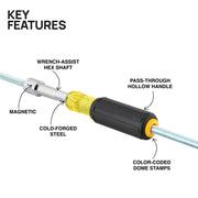 KLEIN TOOLS | Color-Coded Magnetic Hollow-Shaft Heavy-Duty Nut Driver, 5/16-Inch | #654516MAG