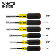 KLEIN TOOLS | Color-Coded Hollow-Shaft Heavy-Duty Nut Driver Set, 6-Piece | #65456