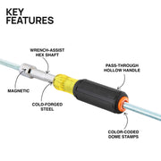 KLEIN TOOLS | Color-Coded Magnetic Hollow-Shaft Heavy-Duty Nut Driver Set, 6-Piece | #65456MAG