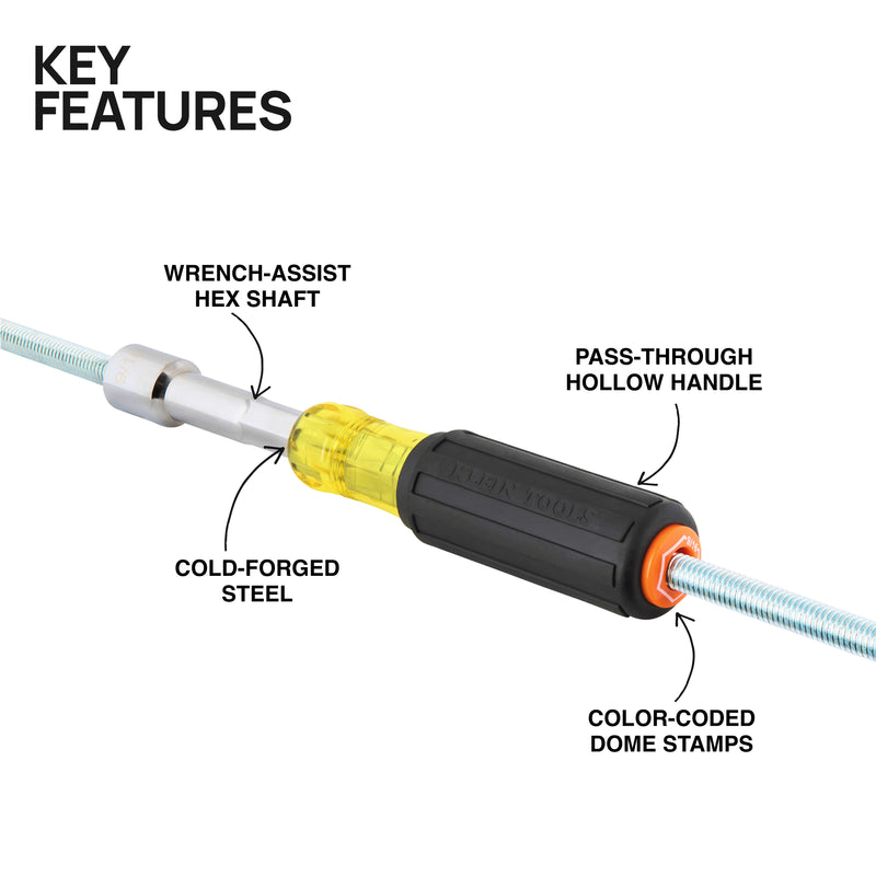 KLEIN TOOLS | Color-Coded Hollow-Shaft Heavy-Duty Nut Driver, 9/16-Inch | #654916